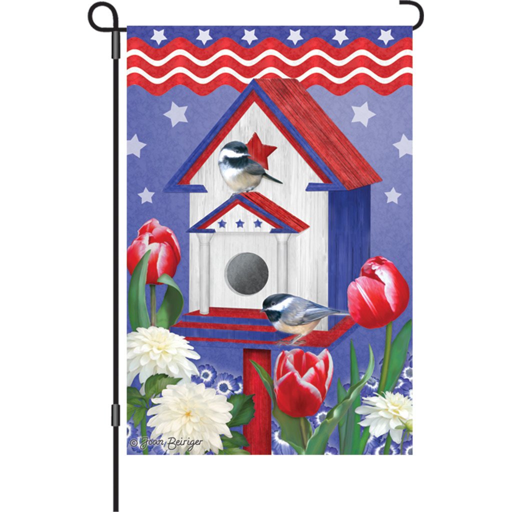 Patriotic Birdhouse - Garden Flag