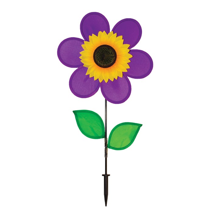 12" Sunflower with Leaves - Purple